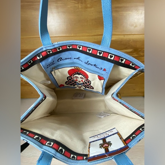 NWT Brighton In Love We Trust Queen of Hearts Print Canvas Shoulder Purse Tote - Picture 8 of 13